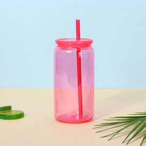 Vaso de Plástico Transparente Personalizado de 16 oz, Tipo Lata de Cerveza o Refresco, con Tapa y Pajita - Product Image 4