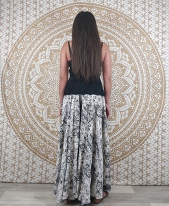 Korba <b>Pants</b> 100% Cotton Loose Skirt <b>Pants</b> White Black Paisley Print High Elastic Waist Breathable Anti-Wrinkle Quick Dry ODM - Product Image 5