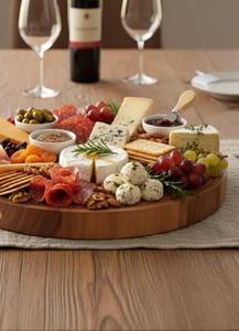 Tabla de cortar redonda de madera premium con ranura para jugos, construcción gruesa y resistente, apta para cuchillos, para cortar, servir y preparar en la cocina. - Product Image 5