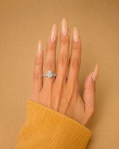 Ensemble de bague de fiançailles ovale de 2,5 carats avec alliance assortie, diamant cultivé en laboratoire, or blanc 14 carats, certifié IGI E-VVS2 - Product Image 3