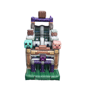 Tobogán Comercial con Temática de <span class=keywords><strong>Minecraft</strong></span>, Pista de Obstáculos, Escaleras de Escalada y Doble Tobogán para Fiestas Infantiles - Product Image 6