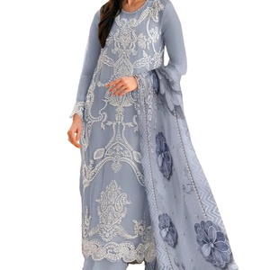 Dernier Designer Faux Georgette Broderie Séquence Travail Kurti Set - Product Image 1