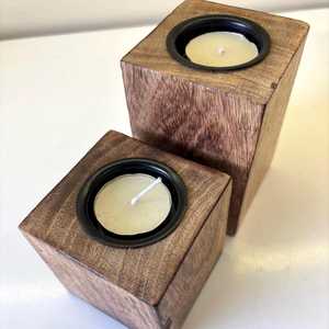 Hand Crafted Rustic Wood <b>Tea</b> <b>Light</b> Candle Holders : Handmade Mango Wood Candle Stands - Product Image 2