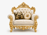 Ensemble de canapés sectionnels de style royal rétro Maharaja avec rembourrage en éponge, design carré en teck durable pour un salon luxueux à la maison