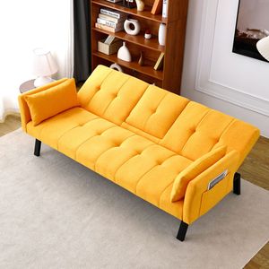 Divano Letto Multifunzionale in Cotone e Lino da 70 Pollici con Design Pieghevole, Portabicchieri e Vano Laterale per Trasformare Istantaneamente il Soggiorno - Product Image 2