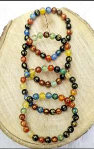 Most Selling Multicolor Om Mani Padme Hum <b>Crystal</b> <b>Bracelet</b> 8mm Reiki Chakra <b>Healing</b> Handmade Ashtray Made From Stone For Sale - Product Image 3