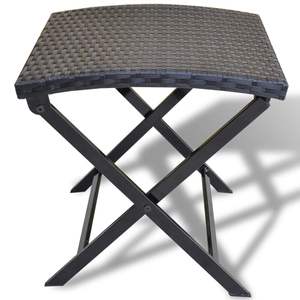 Tabouret pliant en rotin poly noir pour jardin - Product Image 2