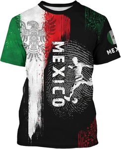 Camiseta de Fútbol de México de Manga Corta de Secado Rápido Personalizable de Poliéster con Diseño de Bandera y Gráfico de Jugador - Product Image 1