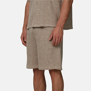 Pantalones Cortos Bermuda de Algodón a Rayas para Hombre, Cintura Media, Cierre de Botones, Estilo Casual, Tejido Transpirable - Product Image 4