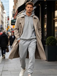 Men Track Suits 2 Piece Set Quarter Zip Hoodie Sweatpants Jogging Suits Causal <b>Athletic</b> Men's Sweatsuits - Product Image 3