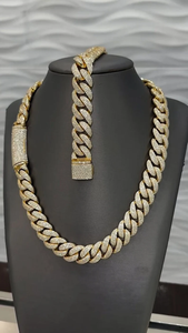 สร้อยคอผู้ชายแบบโซ่คิวบาชุบเงินแท้ SV JEWELS ประดับเพชรแบบไมโครเพฟ สไตล์ฮิปฮอป ได้รับการรับรองจาก IGI ผลิตจากโลหะผสมสังกะสี เหมาะสำหรับงานปาร์ตี้ - Product Image 2