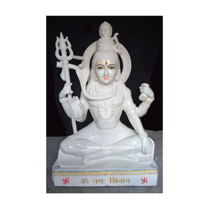 Nouvelle sculpture tendance de Shiva en marbre blanc avec finition raffinée et polissage lisse, idéale pour la maison et le temple. - Product Image 5
