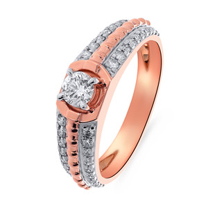 <b>Rugged</b> River Men Solitaire Ring Premium Rose Gold Finish Solitaire Engagement Ring Featuring <b>Round</b> Brilliant Diamond - Product Image 1