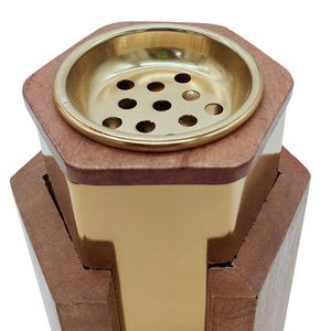 Quemador de Incienso Hexagonal de Madera y Metal al por Mayor, Incensario Plateado de Lujo, Moderno, Natural, para Mesa, Hogar, Oficina, Decoración de Ramadán - Product Image 2