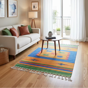 Tapis/chemins de table modernes en coton pelucheux à motifs floraux, faits à la main, lavables et réversibles pour la maison, les voyages, les pique-niques et l'usage commercial - Vente en gros disponible - Product Image 1