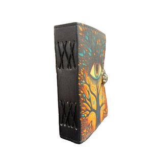 Diario de hechizos vintage hecho a mano, Grimorio de cuero genuino con borde deshilachado, estilo clásico con ojo turco para hombres y mujeres - Product Image 5