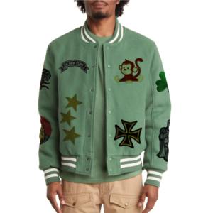 Chaqueta Letterman Bordada Personalizada, Ropa Estilo Universitario con Detalles de Costura Artística y Elementos Personalizados - Product Image 1