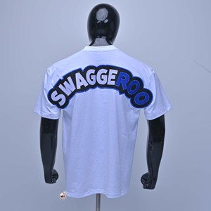 Swaggeroo Camisetas blancas de manga corta para hombre, cuello redondo, corte regular, jersey de algodón, informal, con estampado de letras, logotipo frontal, para todas las estaciones, al aire libre - Product Image 6