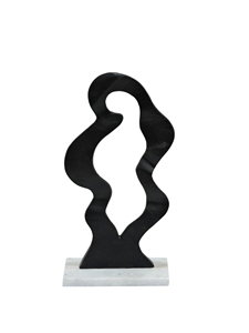 Escultura Abstracta de Aluminio Negro - Estatua Moderna de Forma Orgánica Fluida sobre Base de Mármol - Decoración Artística Minimalista Contemporánea para Escritorio - Product Image 3