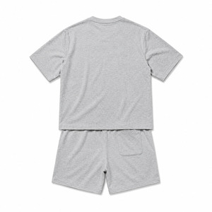 Ensemble t-shirt et short en coton gris pour homme Ekin, col rond, vêtements décontractés d'été avec impression du logo du panthère - Product Image 2