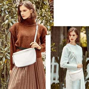 กระเป๋าหนัง PU ทรงอานม้าสำหรับผู้หญิง สีขาว ใช้ได้ทั้งแบบสะพายข้างและคาดเอว - Product Image 5