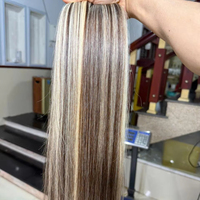 Extensions de cheveux vietnamiens 100% Remy, tissage plat de luxe sans couture, lisses comme des baguettes, coloris Piano.
