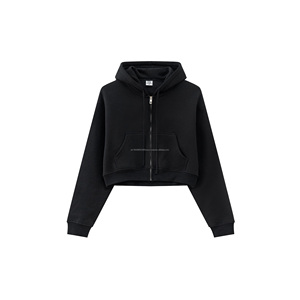 345 gramos de peso pesado de gran tamaño Boxy Hoodie Drop Shoulder de alta calidad de gran tamaño Zip up Blank Boxy Hoodie para mujeres - Product Image 3