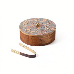 Handcrafted Wooden Chapati Box with Spice Jar <b>Kitchen</b> Organizer Set for Roti <b>Storage</b> Home Decor Utility - Product Image 2