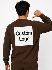 Sudadera de Felpa para Hombre con Logotipo Personalizado, Cuello Redondo, Manga Raglán, Color Sólido, Corte Holgado, Informal, Tejida, de Secado Rápido - Product Image 4