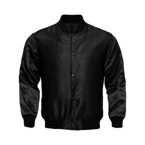 Chaqueta Varsity de poliéster 100% de alta calidad con logotipo personalizado al por mayor, chaqueta bomber de satén sedoso para hombre - Product Image 5
