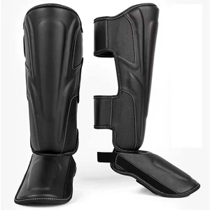 Protège-tibias tricotés MMA avec coussinets de protection du voûte plantaire et fermeture auto-agrippante pour Muay Thai et Kick Boxing - Product Image 4