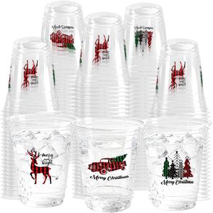 100 Pezzi Bicchieri di Plastica Usa e Getta da 12 Oz per Natale, Design a Quadri Buffalo Rosso e Nero, Decorazione Buon Natale - Product Image 3