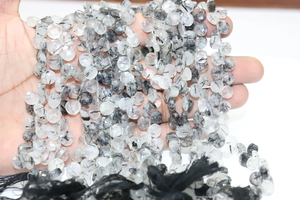 Black Rutile Faceted Heart Shape Beads 8mm Black Rutile Beads Rutile faceted Heart beads - Product Image 4