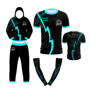 ชุดกีฬา Ninjas Esports ลายพิมพ์ซับลิเมชั่น สีดำ-ฟ้า เสื้อฮู้ด กางเกงจ็อกเกอร์ เสื้อยืด ปลอกแขน แห้งเร็ว สำหรับผู้ชาย - Product Image 1