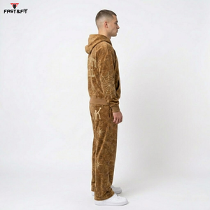 Collection 2026 – Survêtement décontracté à capuche coupe ajustée délavé à l'acide, couleur unie, 100 % coton, fabriqué au Pakistan pour homme - Product Image 3