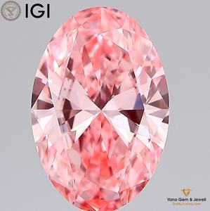 Diamant de laboratoire CVD de 5,01 carats, taille ovale, couleur rose vif fantaisie, clarté VS1, avec certificat IGI, pour une bague de chef-d'œuvre emblématique - Product Image 1