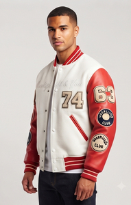 Chaqueta Varsity de Lana Estilo Vintage para Hombre con Parches Bordados, Resistente al Viento y Ecológica, Cuello Redondo, Botones de Cuerno, para Invierno - Product Image 5