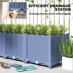 Fioriera Rialzata Classica Blu 4 x 1 x 1 piedi in Plastica per Esterni con Fori di Drenaggio per Verdure ed Erbe Aromatiche, Finitura Ruggine - Product Image 6