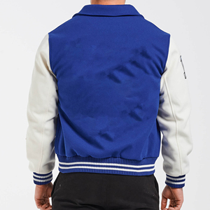 2026 Custom Embroidered Baseball Letterman <b>Leather</b> Sleeve <b>Jacket</b> for Men Hot Selling Stand Collar Canvas <b>Jacket</b> for <b>Winter</b> - Product Image 2