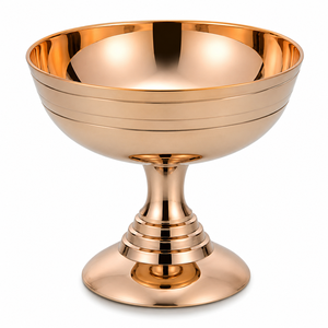Hammered <b>Copper</b> Finish Stainless Steel Kadai Serving Bowl with Decorative Brass Handles - Product Image 2