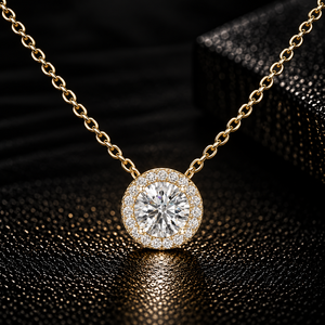 Pendentif en diamant de laboratoire taille ronde, or massif 14K 18K, collier halo, 2.30CT DEF VVS, certifié IGI, pendentif de fiançailles, vente en gros - Product Image 1