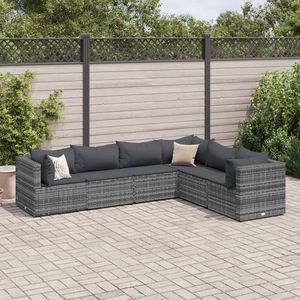 Ensemble de salon de jardin 100% polyester gris en rotin PE et acier thermolaqué pour l'aménagement de jardins - Product Image 1