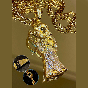Pendentif Grim Reaper Iced Out en Moissanite et Diamant, Argent 925 Plaqué Or, Collier Hip Hop - Product Image 3