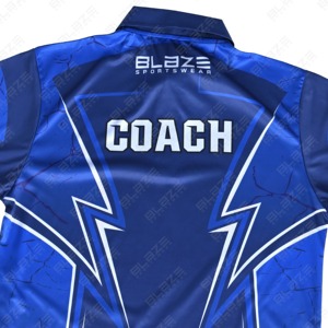 Polo à manches courtes pour homme Blaze Sportswear, bleu, séchage rapide, design géométrique, imprimé coach, style sportif - Product Image 5