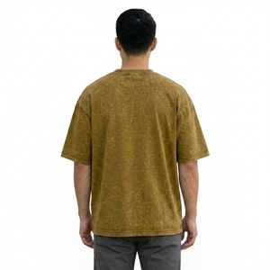 Summer Lightweight Acid Wash Oversized Jersey Solid T-Shirt 100% Cotton Boxy Fit Short Sleeve Streetwear Casual Wear - Product Image 3