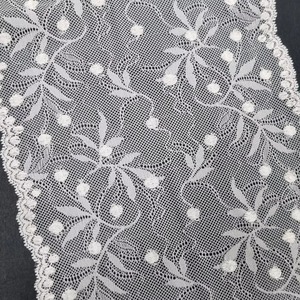 Tela Elástica de Encaje, Spandex/Nailon/Rayón, Ligera, 20cm, Color Personalizado, Tejido de Punto, Diseño Floral de Bayas, para Ropa Interior y Vestidos - Product Image 6