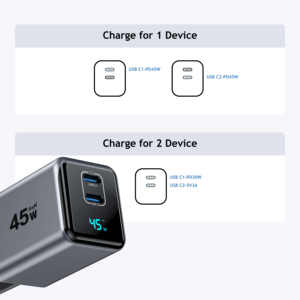 Chargeur mural KYT 45W GaN avec écran numérique - Compact avec une charge haute efficacité pour <span class=keywords><strong>iPhone</strong></span> et Samsung et ordinateur portable - Product Image 5
