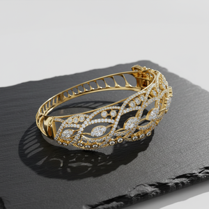 Bracelet manchette classique en argent tressé avec diamants de laboratoire, bijou de luxe élégant pour femme, design unique, cadeau idéal pour les soirées - Product Image 4