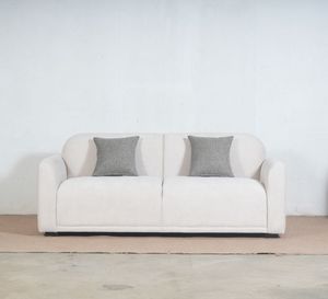 Canapé deux places moderne rembourré en tissu, dossier rigide, accoudoirs carrés, pieds en bois, mobilier minimaliste pour salon - Product Image 4