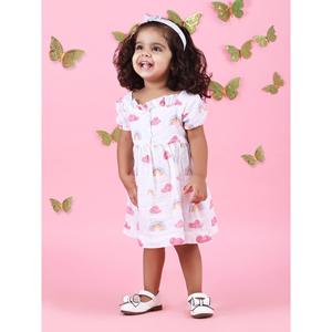 Polka Tots Halfsleeves Vestido estampado Rainbow Mist con diadema-Multicolor - Product Image 4
